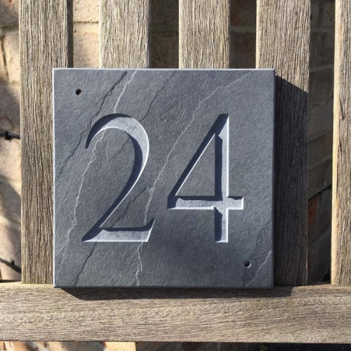 RUSTIC Natural Riven Slate House Numbers - 6 x 6'' NATURAL FINISH
